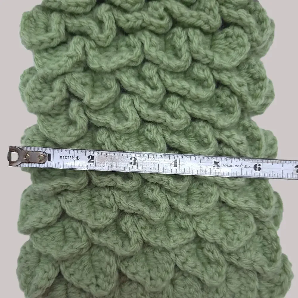 Handmade Dragon Scale Cowl Olive Green Mermaid Crochet Scarf Crocodile Stitch - Picture 8 of 10